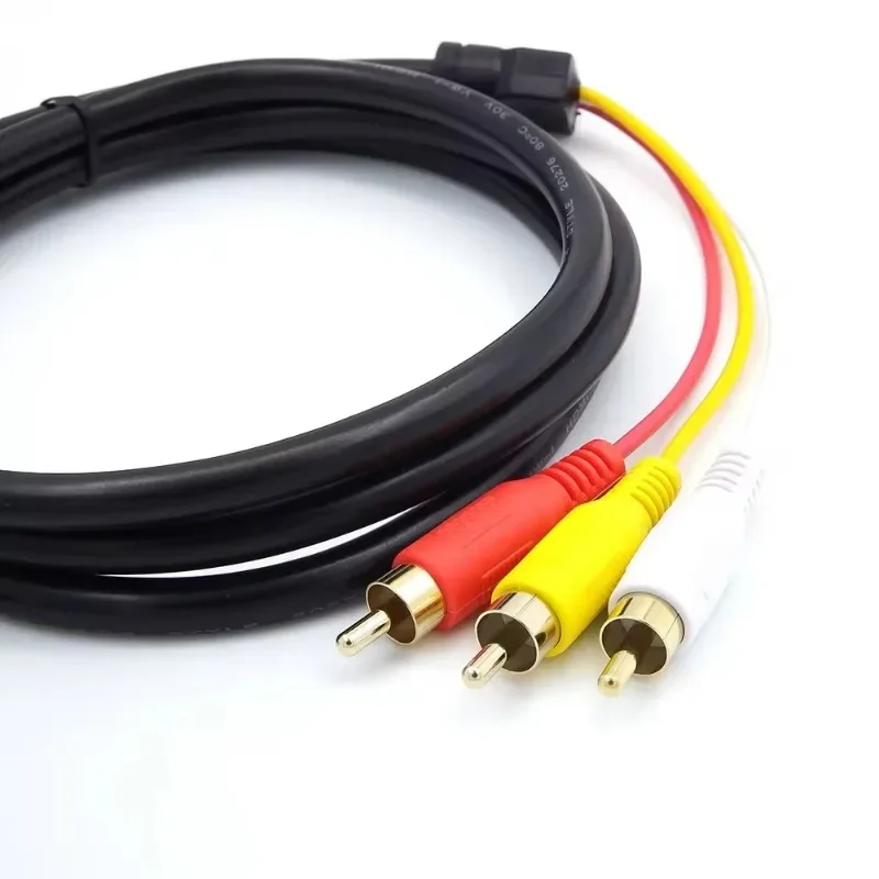 1080p 1.5m hdmi-compatível com 3 rca vídeo áudio hdmi-cabo av cabo conversor adaptador para tv set-box dvd portátil
