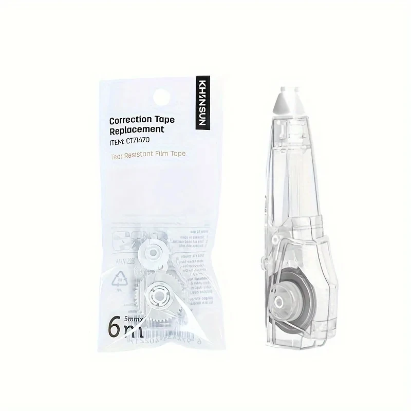 KHINSUN Schulkorrekturband mit Nachfüllstift-Stil, White Out Corrector, einfach austauschbare Korrekturbänder