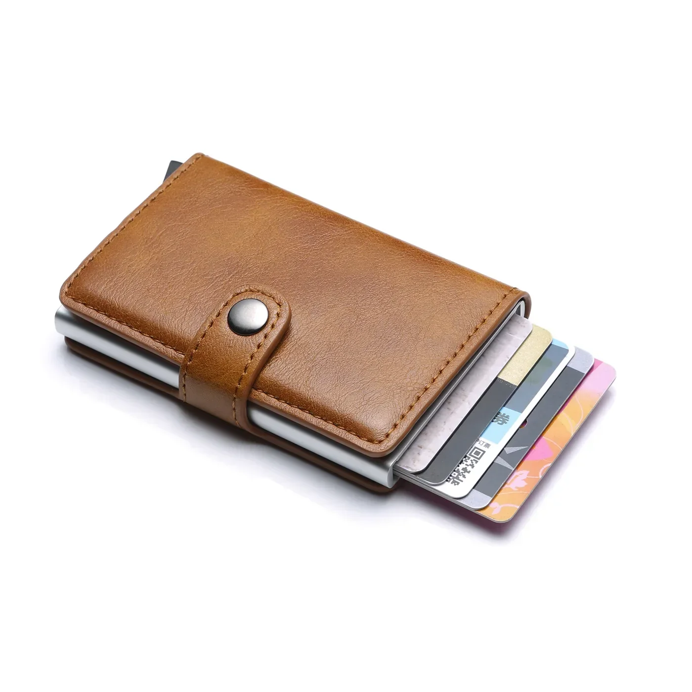 Rfid เยี่ยมชมผู้ถือบัตรเครดิตหรูหรากระเป๋าสตางค์สมาร์ทขนาดเล็กโลหะธุรกิจผู้ถือบัตรผู้หญิง Minimalist Walet สําหรับชาย