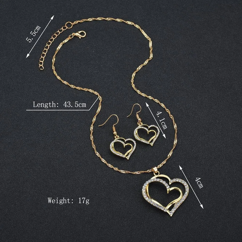 Damenmode Liebe gewickelt Halskette, Ohrringe, Armband, Schmuckset geeignet für Hochzeit, Party, Festival Geschenke