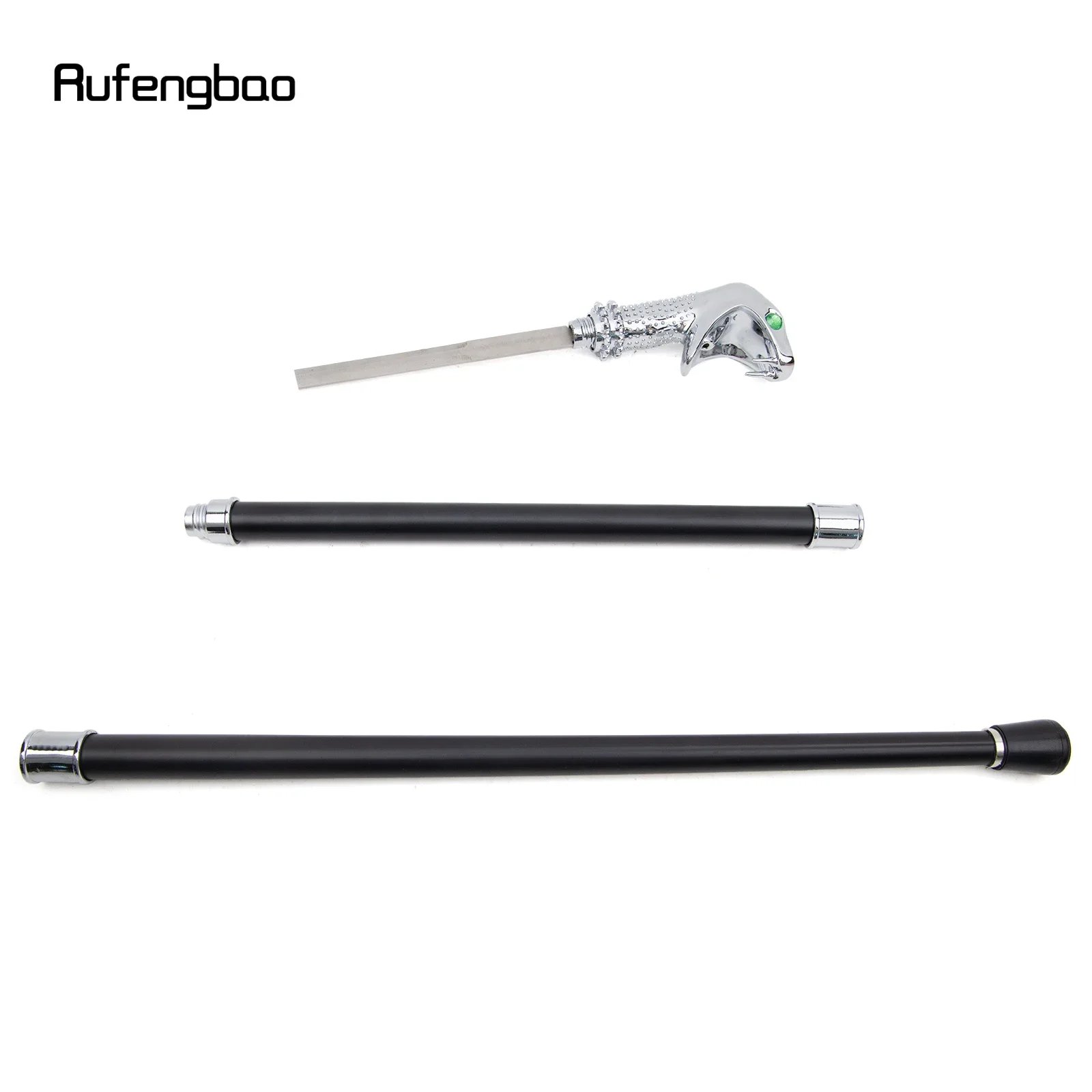 สีขาวหรูหรางู Cobra ตาสีเขียวเดิน Stick ซ่อนแผ่นป้องกันตัวเองแฟชั่น Cane แผ่นคอสเพลย์ Crosier Stick 92 ซม