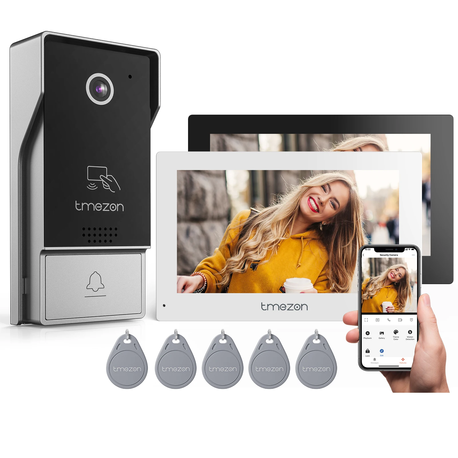 TMEZON 7 Inch Tuya App 1080P Wifi Draadloos Smart Video Deurtelefoon Intercom Systeem met Bedrade Deurbel APP/TouchScreen