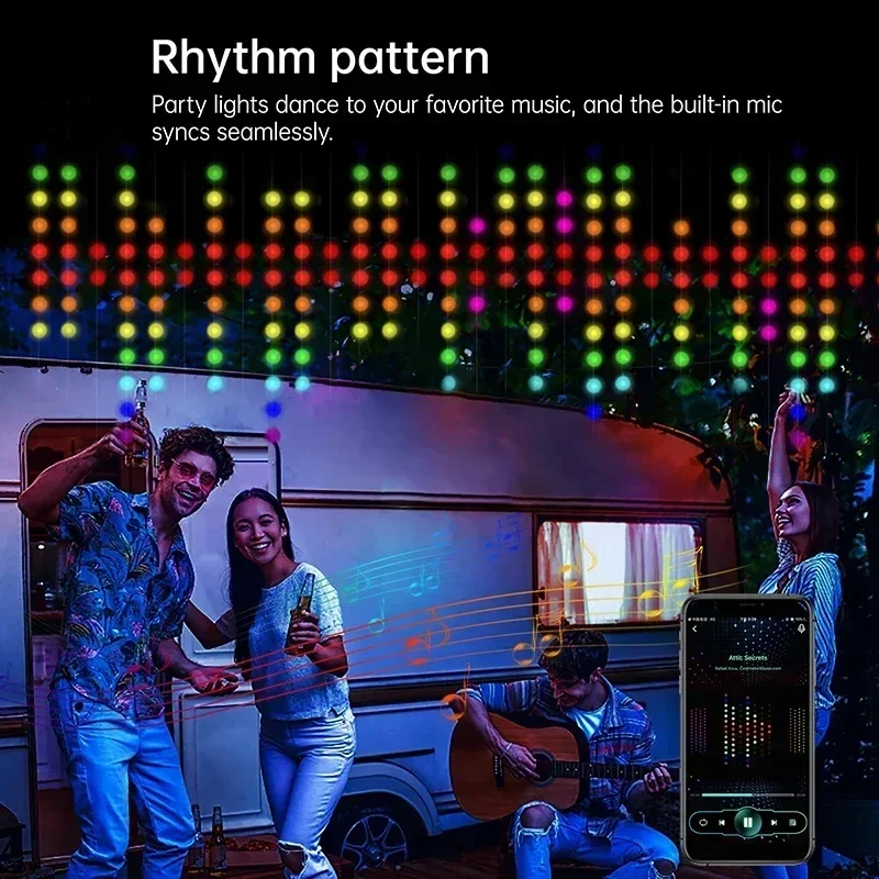 Cadena de luces LED RGB con Bluetooth, cortina inteligente con Control, aplicación, imagen, texto, pantalla inteligente