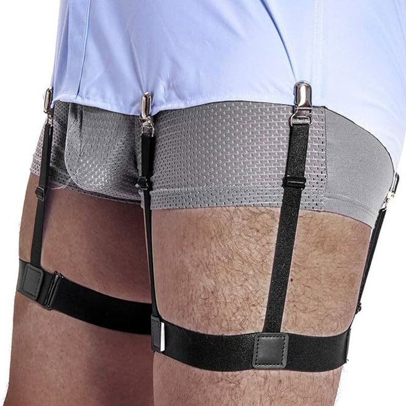 1 par de soportes de camisa para hombre, soportes de camisa ajustables para sujetar la liga y el soporte, posición de la camisa de seguridad para hombres