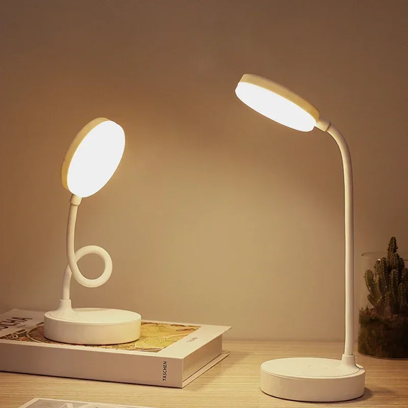 Portátil led lâmpada de mesa usb plug alimentado por bateria suporte luz 3 cores stepless escurecimento proteção para os olhos quarto lâmpada cabeceira