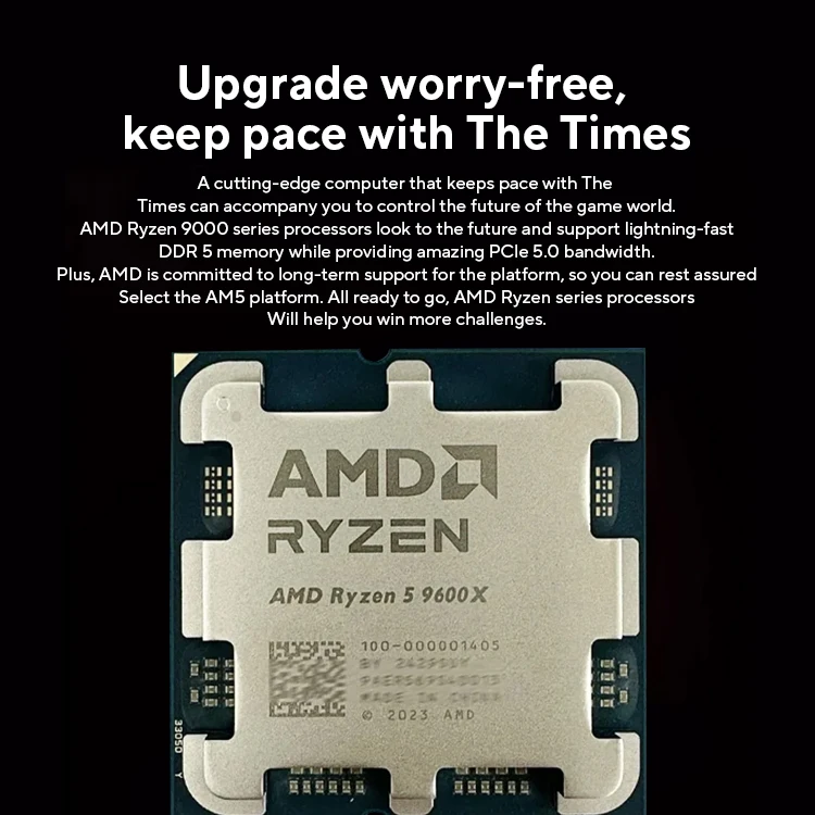 Processore AMD Ryzen 5 9600X 5,4 GHz 6 core 12 thread 38 MB di cache di gioco 4NM TDP 65W Socket AM5 CPU da gioco Zen 5 Grafica integrata