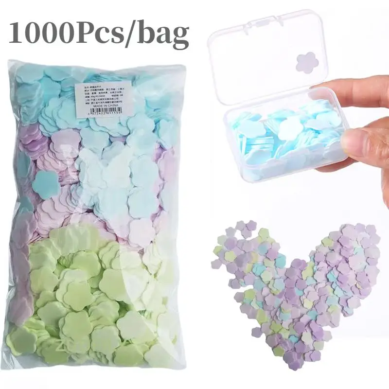 Jabones de limpieza de papel, papeles portátiles para lavar a mano, rebanadas perfumadas, lavado de baño, viaje, espuma pequeña, 1000 Uds.