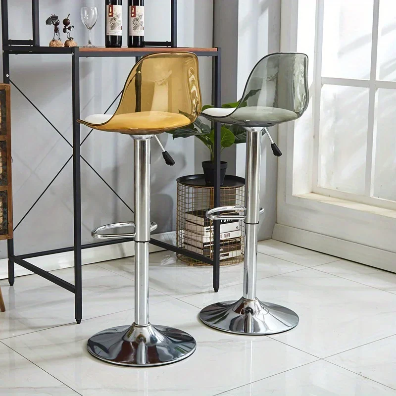 Cadeira de bar acrílica, cadeira de escritório para casa, banco alto, elevador, costas transparentes, telescópica, recepção, caixa, móveis de bar