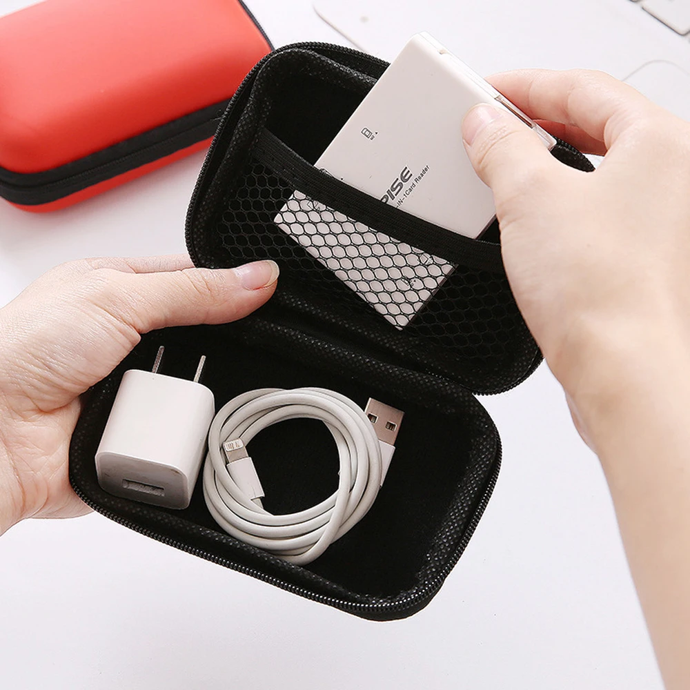 Custodia per cavo dati portatile Custodia per auricolari con cerniera impermeabile Scatola protettiva universale in EVA per borsa per scheda di memoria per monete USB