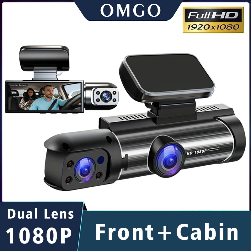 Lente dupla traço cam carro dvr fhd 1920*1080p traço câmera cabine dashcam veículo gravador de vídeo interior mini dvrs caixa preta