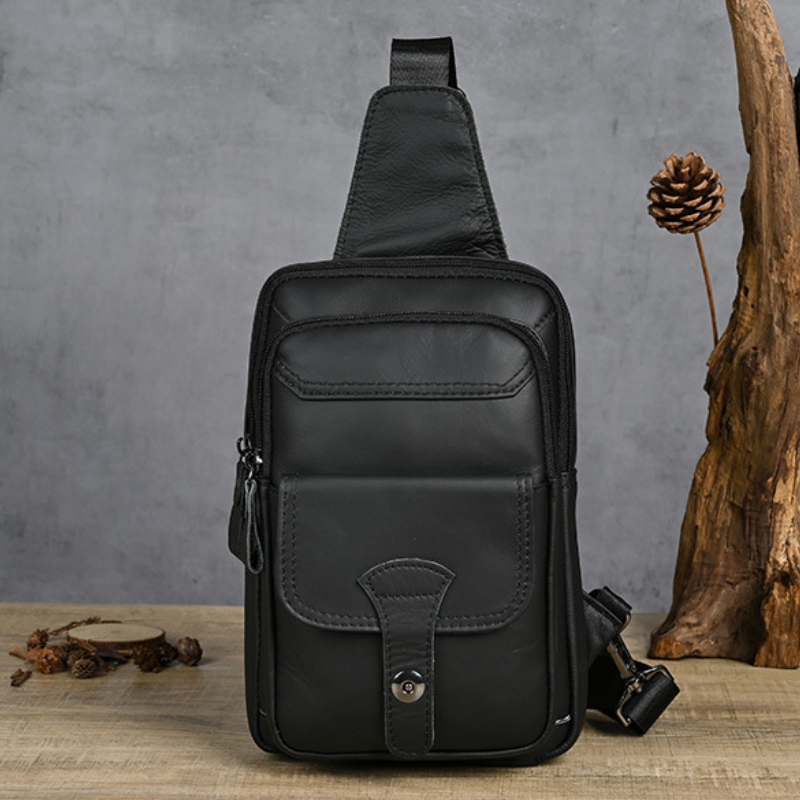 Mode Luxus Multifunktions-Brusttasche für Männer große Kapazität Echt leder männliche Schulter Umhängetasche Outdoor Tactial Bagpack Bolsa