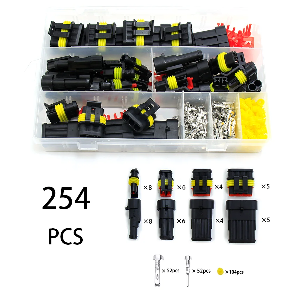 Kit de conectores a prueba de agua, conector rápido de cable automotriz, cableado eléctrico en el coche, enchufe de sellado automático 1, 2, 3, 4, 5, 6 pines, Kit de enchufe