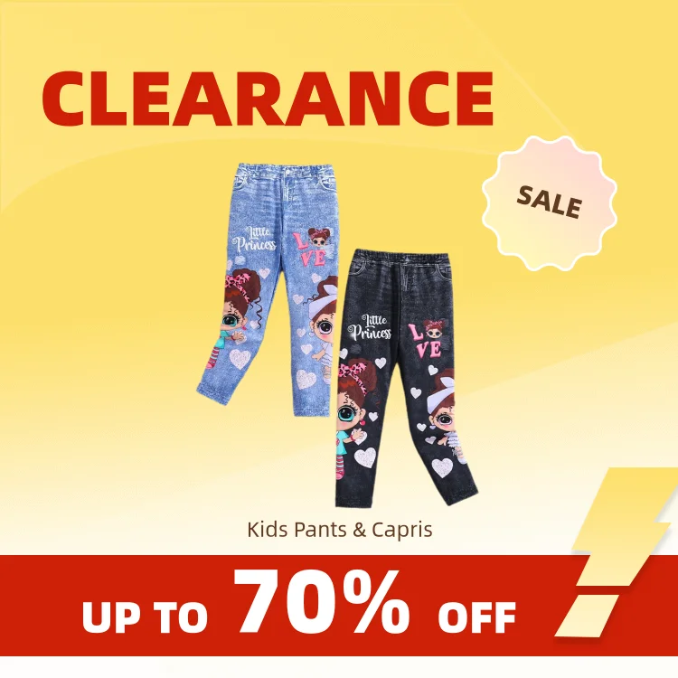 Clearance_Girls' 2 peças de leggings de malha macia com estampa de coração e caracteres fofos – estilo jeans simulado – roupa de verão confortável_atualização contínua