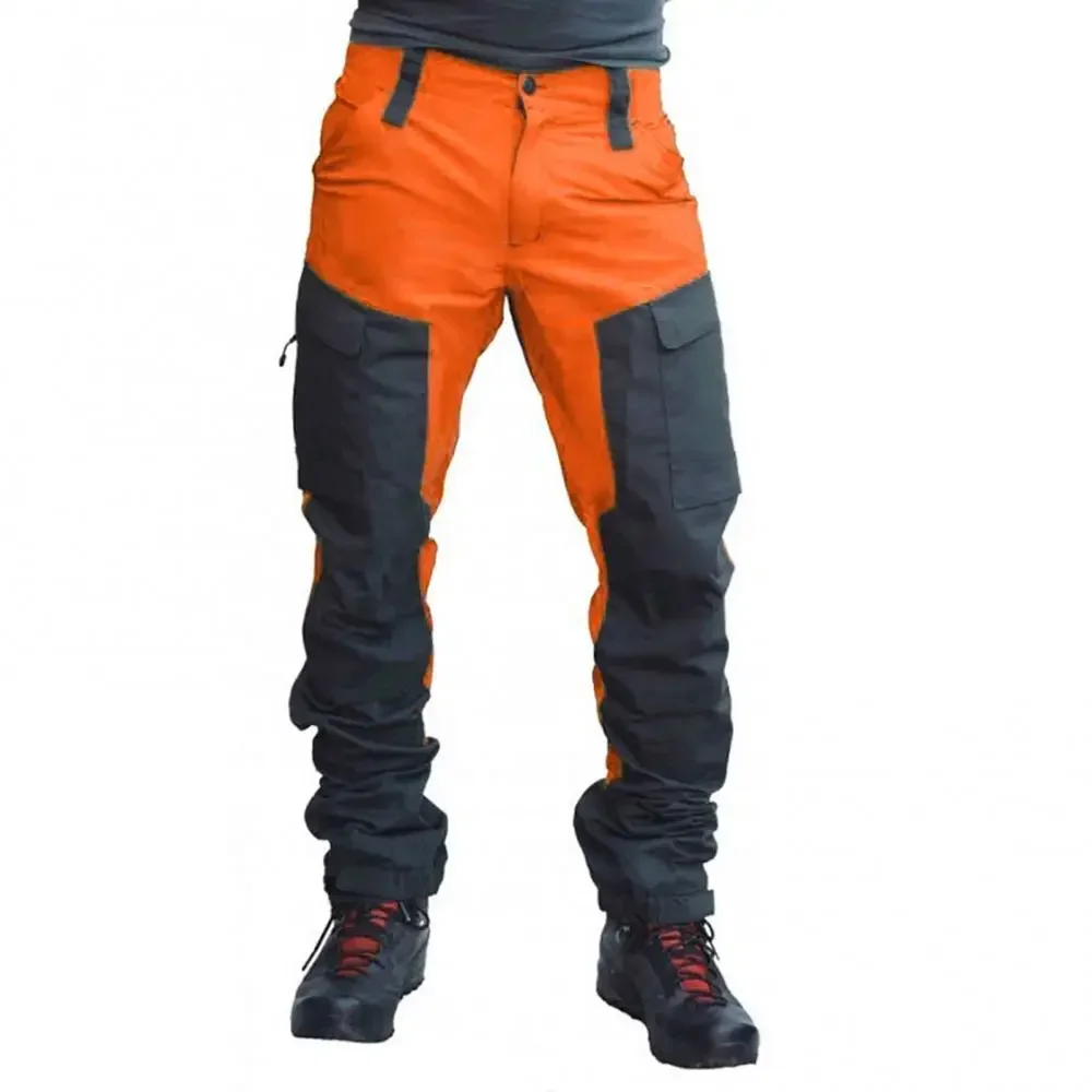 Pantalon Cargo imperméable pour hommes, Long pantalon de travail d'été, bloc de couleur en plein air, multi-poches, sport, Camping, pêche