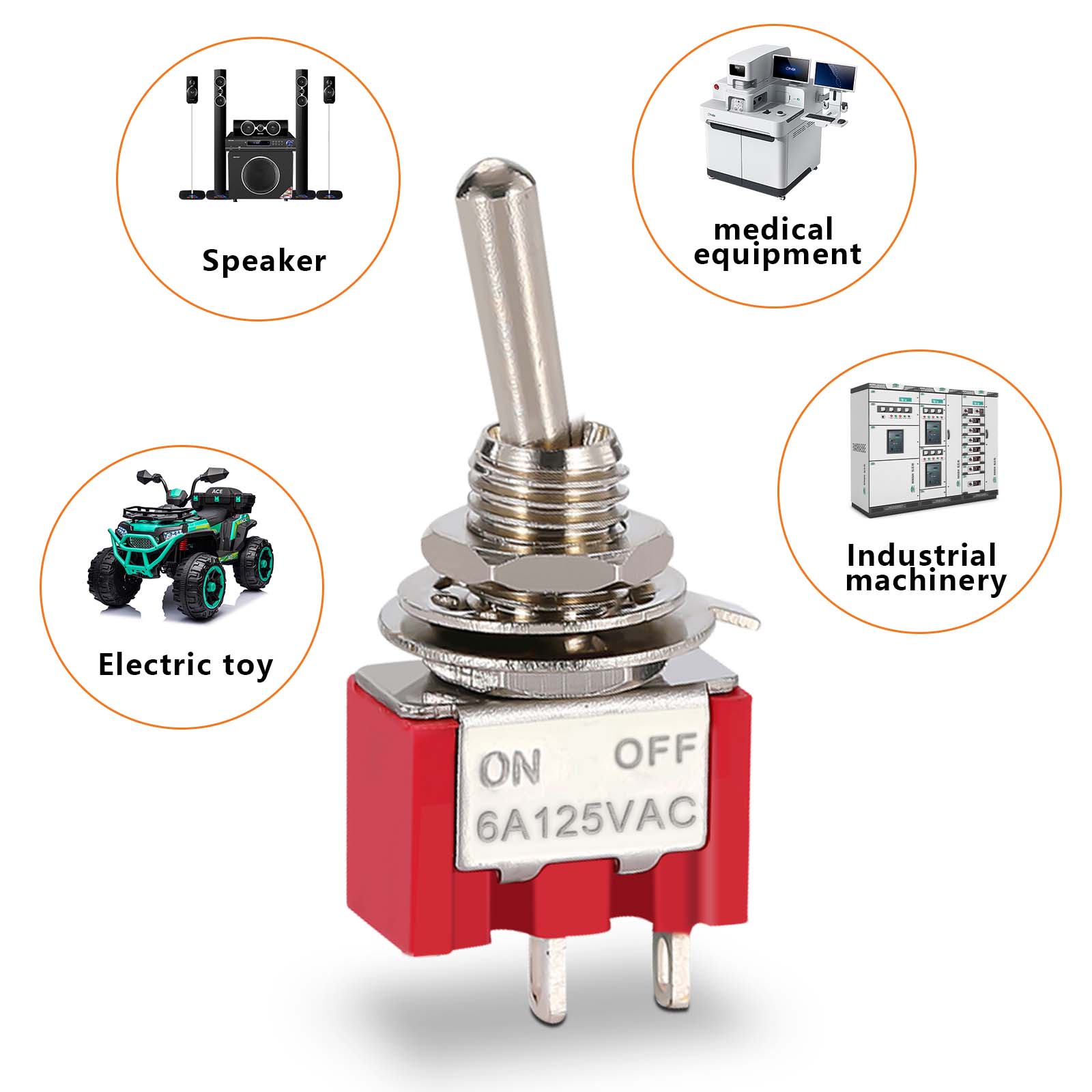 10pcs SPST Toggle Switch 2 Position 2 Terminal Miniature On/Off Mts-101 6a 125v 3a 250v For Car Dash Dashboard Electronic