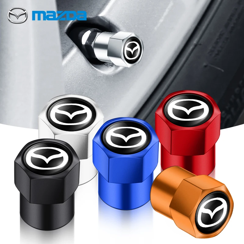 4 Uds insignias de coche tapas de válvula de neumático cubiertas de vástago de neumático accesorios de automóvil para Mazda CX5 CX30 CX3 CX7 2 3 bk 6 gg gj 3 6 2 MS SPEED