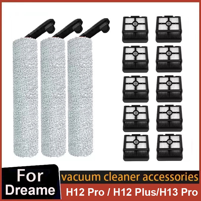 Nettoyeur de brosse pour Dreame H12 Pro / H12 Plus/H13 pro plus Mix/M13 BETA, pièces de brosse souple, rouleau sec et humide, accessoires de filtre Hepa