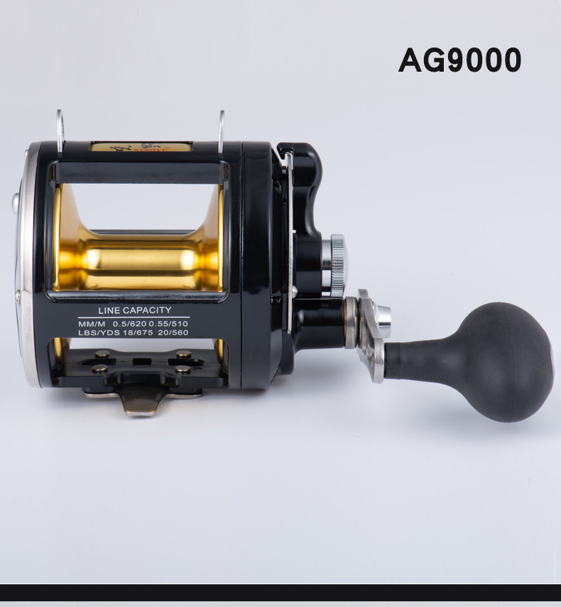 WOEN AG9000 Gulungan Umpan Casting Pancing Perahu 24Kg Kekuatan Rem Roda Trolling Berat PE5/600M