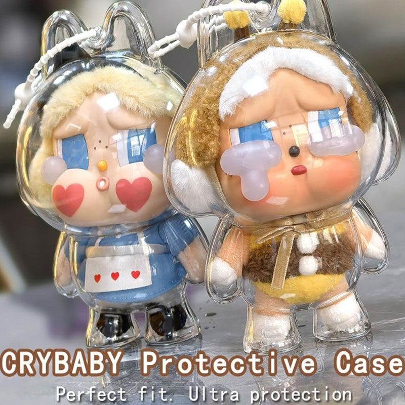 Housse de protection Crybaby 17CM, étui de protection pour bébé qui pleure, sac en peluche de marche entièrement transparent en acrylique, accessoire de poupée-pas de poupée incluse