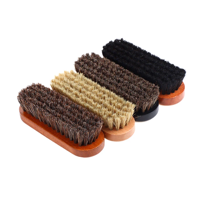 1PC Handle Dashboard รายละเอียดขัดและทําความสะอาดแปรงผมม้าแปรงไม้หนังรองเท้าและทําความสะอาดรองเท้าแปรง