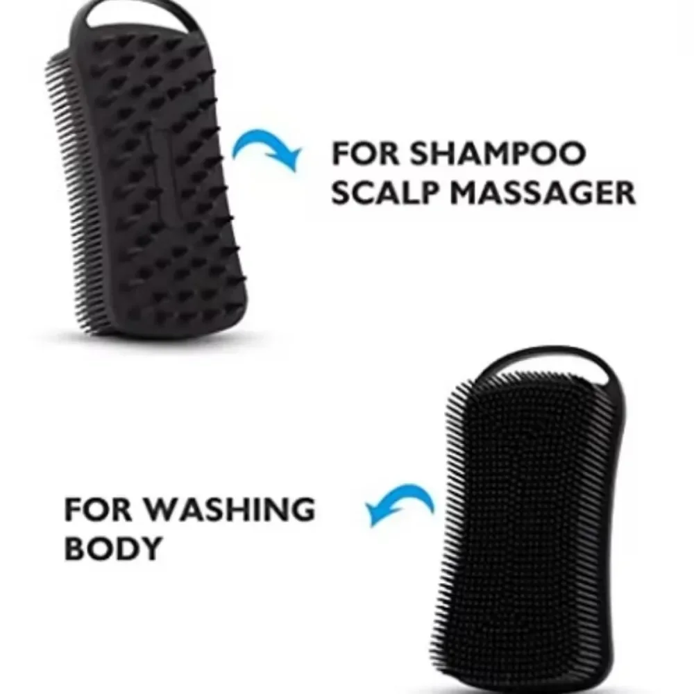 2 In 1 แปรงอาบน้ําซิลิโคน Scrubber Soft ซิลิโคนนวดหนังศีรษะแชมพูแปรงสองด้านแปรงโฟมผิวทําความสะอาดเครื่องมือ