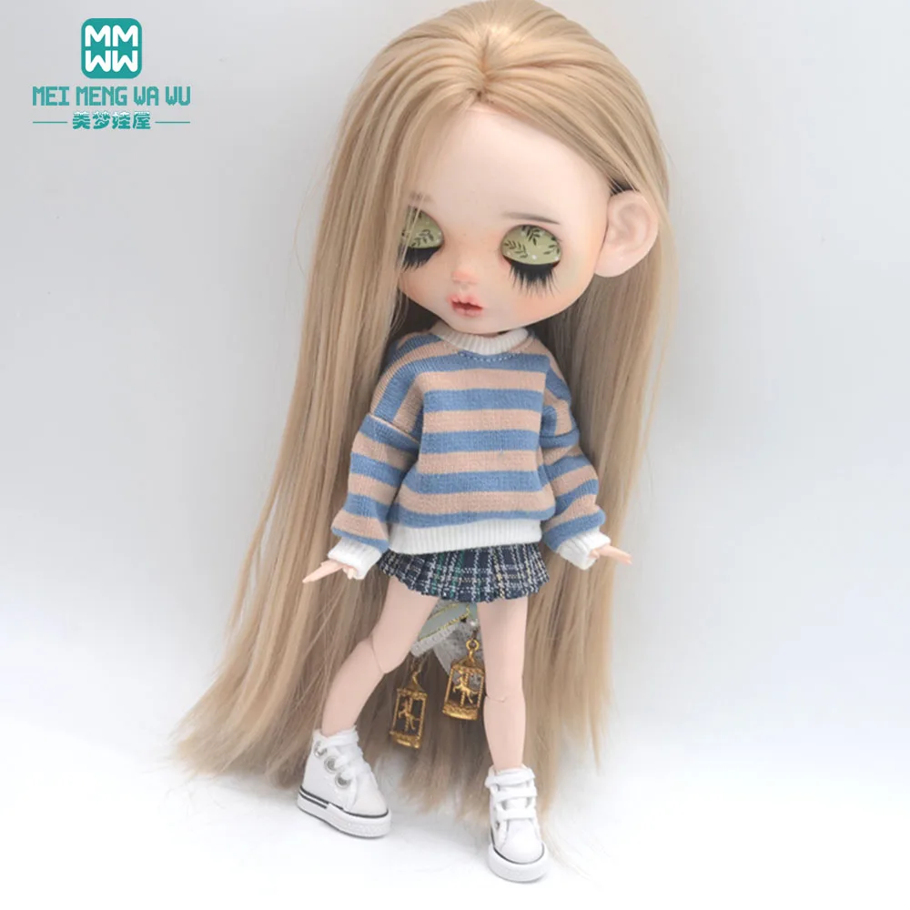 Ropa para muñeca, conjunto de suéter de moda de tres piezas compatible con accesorios para muñeca Blyth Azone OB22 OB24