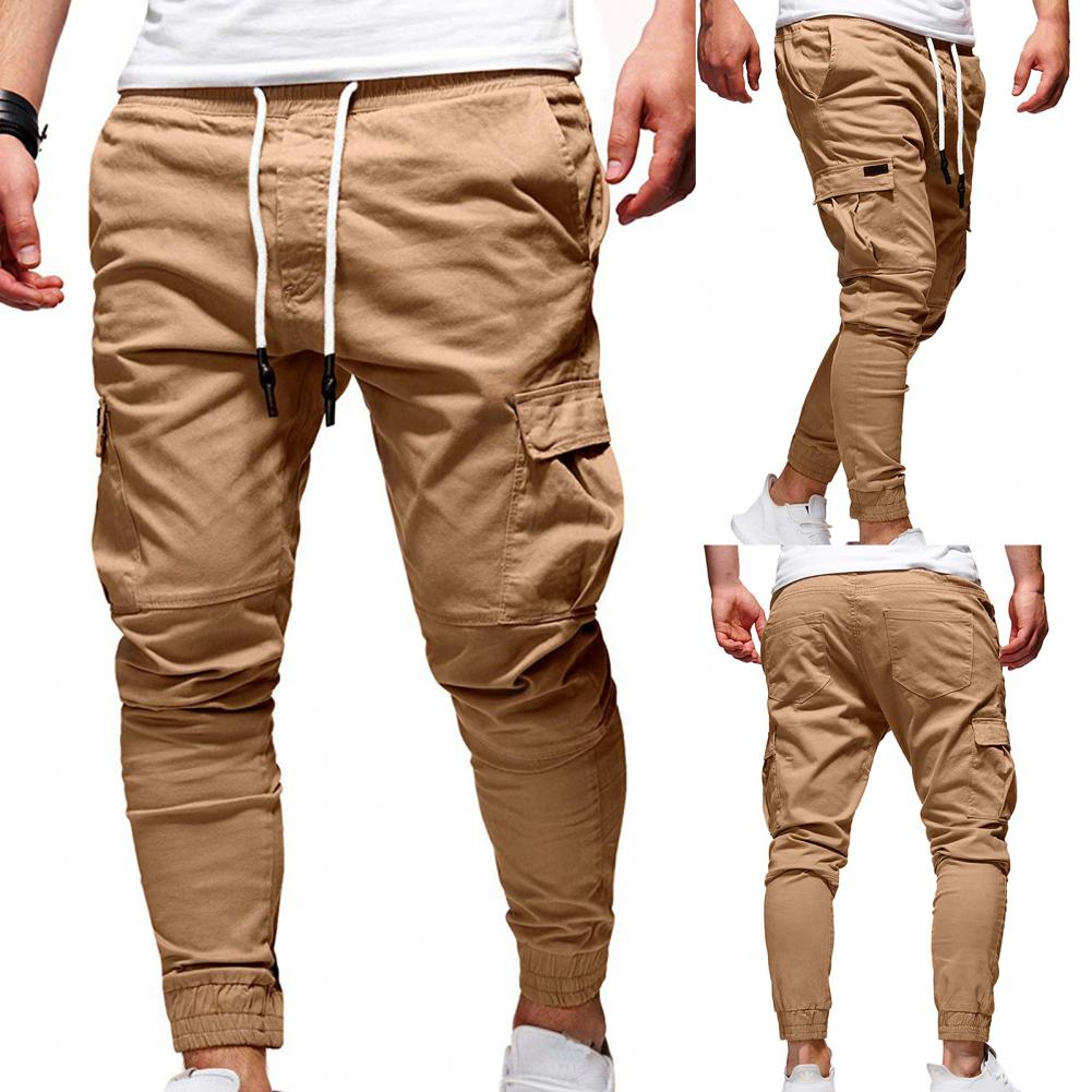 Pantalons de mode pantalons hommes pantalons couleur unie couleur unie Multi poches pantalon mince