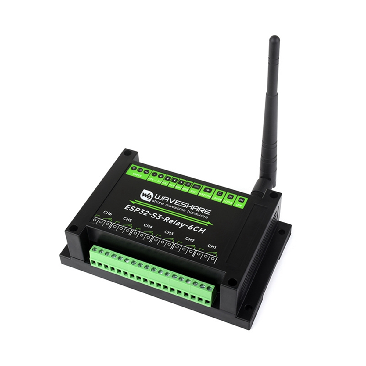 Waveshare-Módulo de Relé WiFi, Grau Industrial, Suporta WiFi, Bluetooth, RS485, Interface Pico, ESP32-S3, 6CH