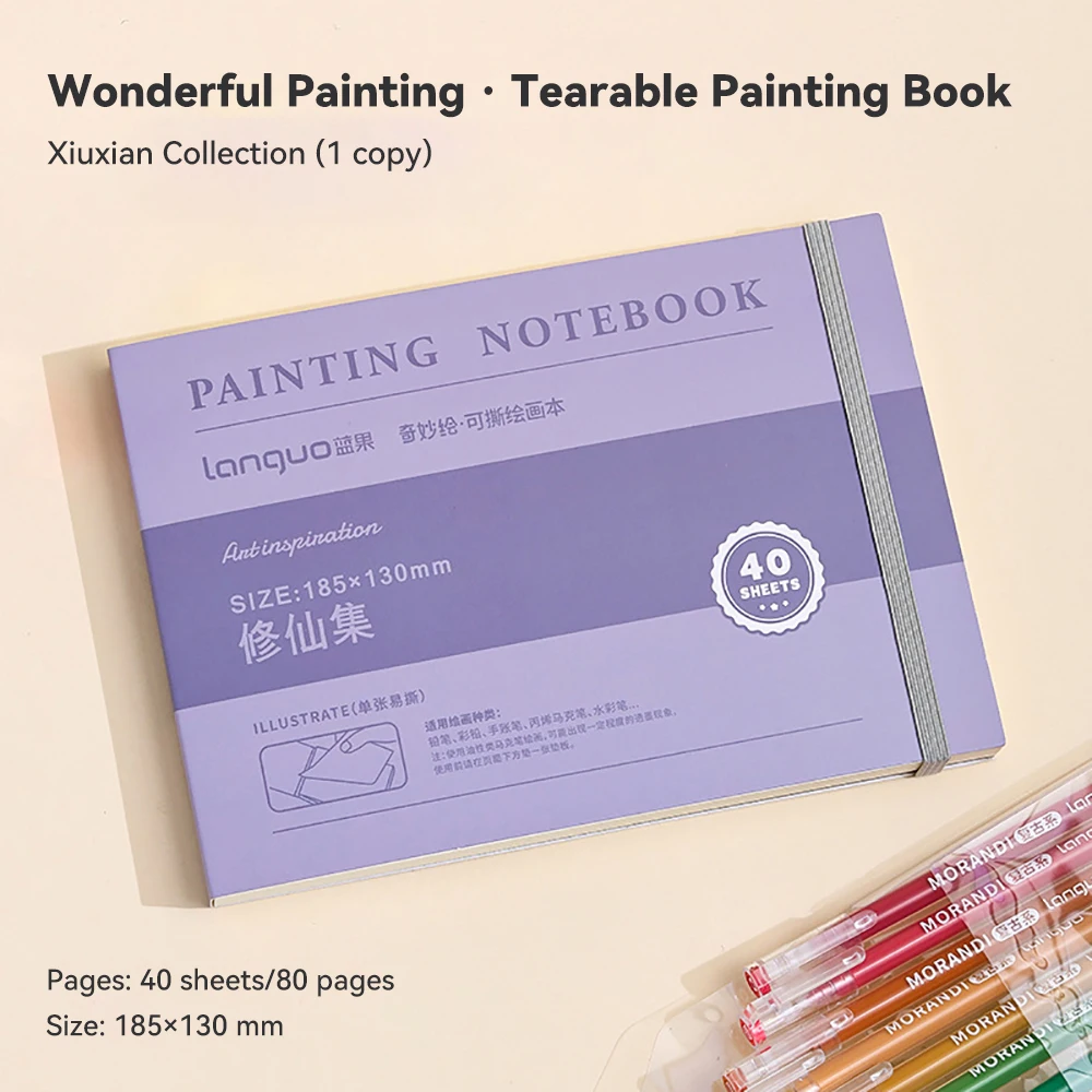 Cuaderno de bocetos de dibujo portátil, 40 hojas, cartón blanco grueso, Mini libro de arte de grafito para pintura de acuarela