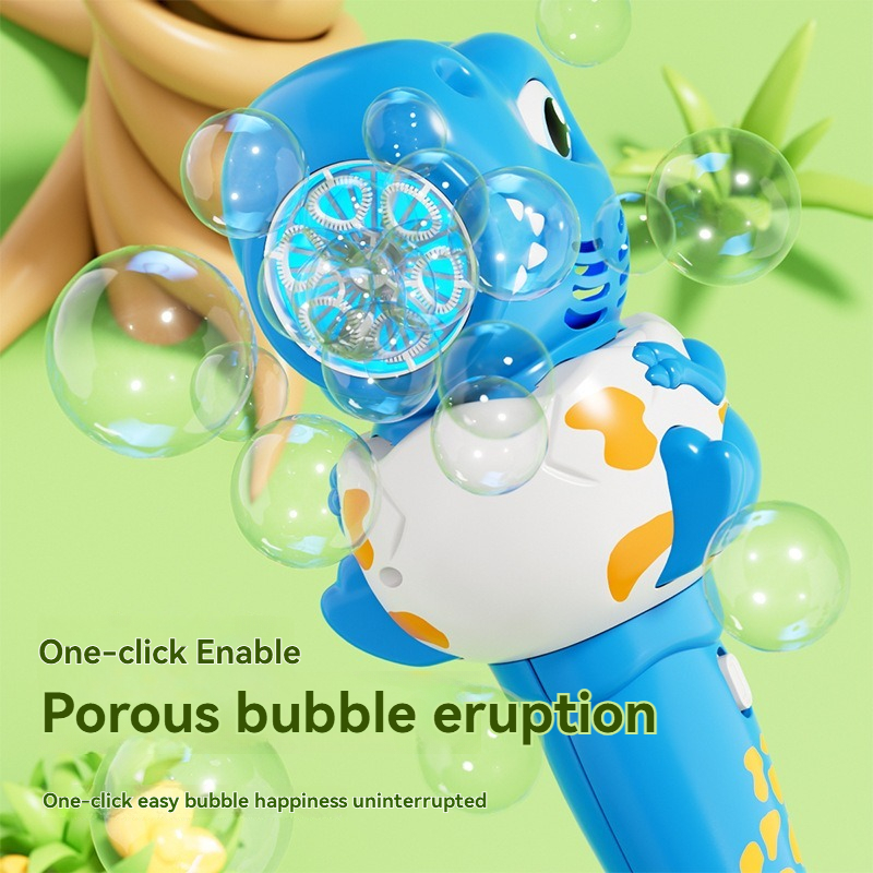 New Dinosaur Bubble Gun Toy Rocket Soap Bubbles Machine Gun Shape Automatic Blower With Light Toys For Boys Girls Christmas Gift