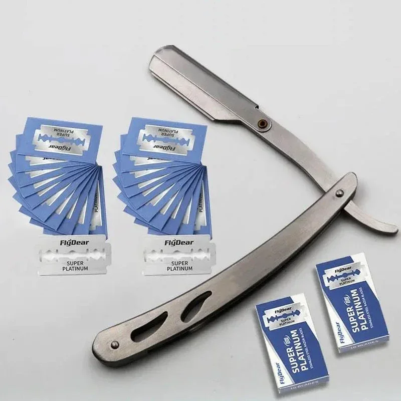 Afeitadora de estilo antiguo, afeitadora manual para hombres, maquinilla de afeitar y peluquería de acero inoxidable lavable