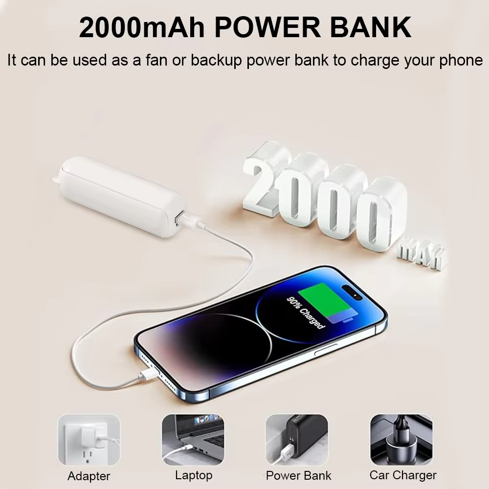 XIAOTREE Portable Mini Handheld Fan Small Pocket Fan USB Rechargeable Battery Fan Folding Cooling USB Hand Fan with Power Bank
