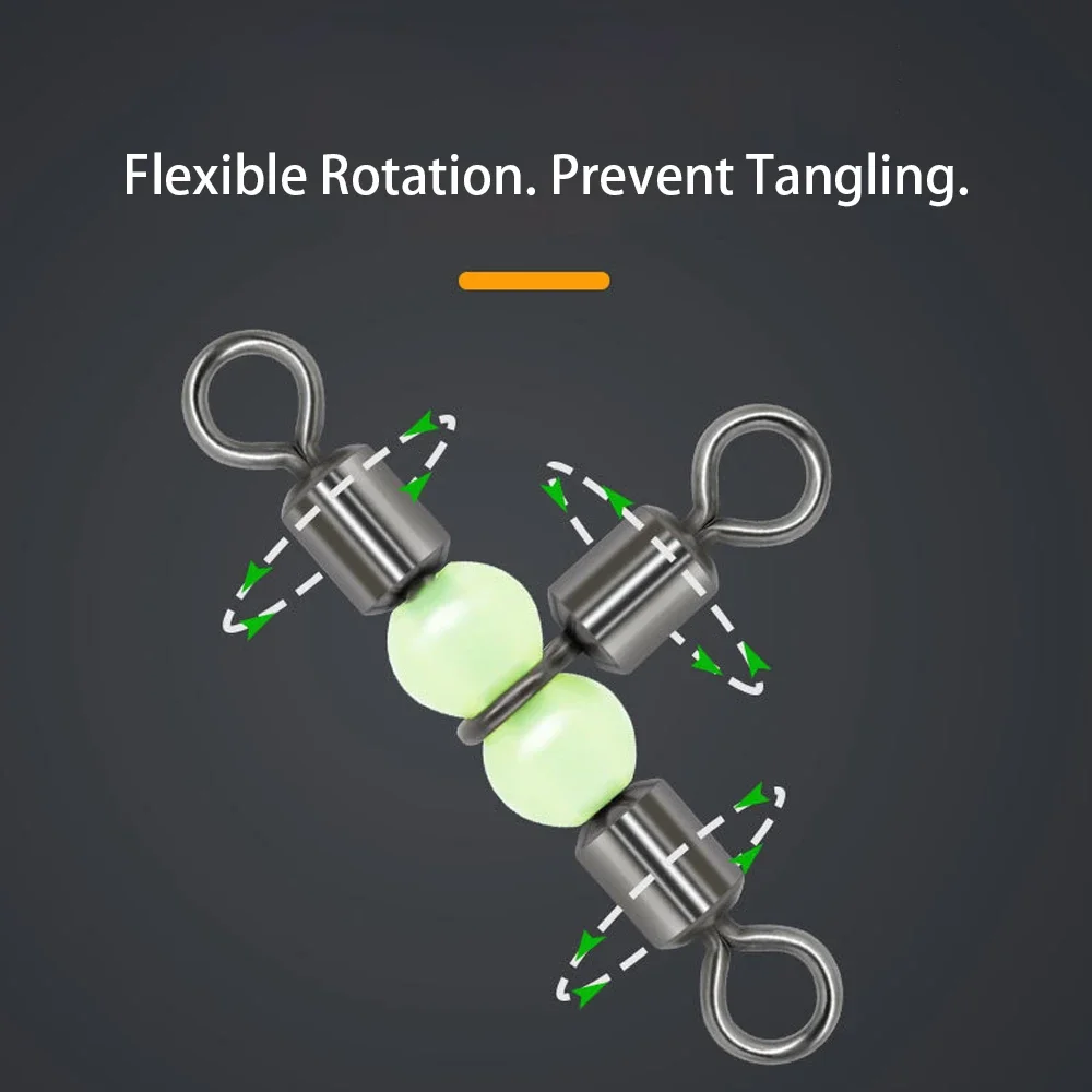 DNDYUJU 10 pz 3 Vie Rolling Cross Line Girevoli Da Pesca Con Perline Luminose Pesca Tee Ganci Linea per Accessori Per la Pesca Affrontare
