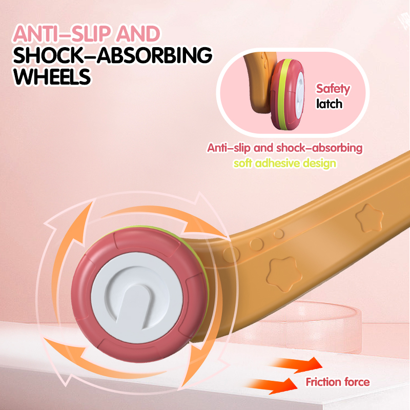 Baby Toddler Walker Push Toy Interactive Music and Light Effect Musical Montessori Activity Push Baby Walkers with Safety Brake