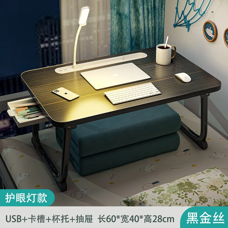Laptop Desk for Bed Lap Desk with LED Desk Ligh, Laptop Bed Tray Table, Foldable Lap Tablet Table with Storage Drawer