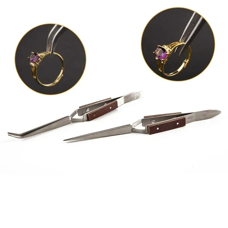StainlessSteelLockingTweezers - InsulatedStraight/Angle Tips for JewelrySolderingPrecisionRepair & ElectronicsSelf-ClosingDesign
