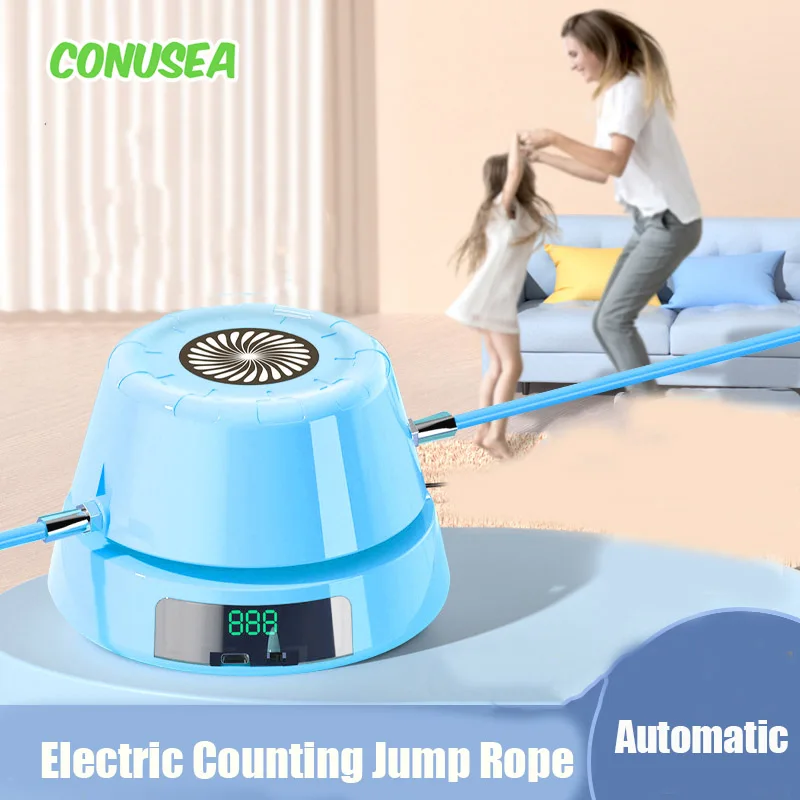 Máquina eléctrica para saltar cuerdas, Control remoto automático, cuerda para saltar, contador Digital, juguetes para ejercicio en interiores y exteriores, juegos