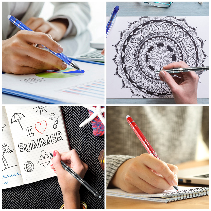 57 ピース/セット消去可能なゲルペン黒青リフィルロッド 0.5 ミリメートルボールペン洗えるハンドル学校オフィス筆記用品文房具