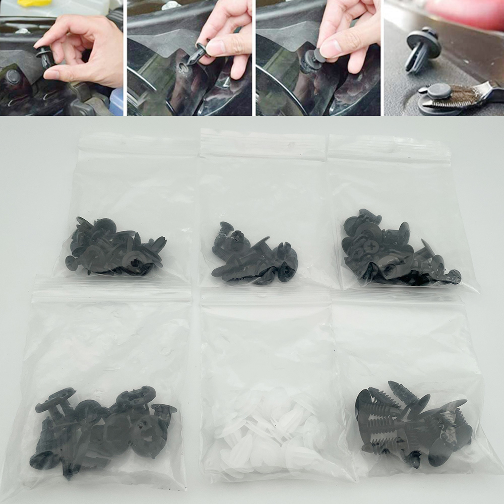 Clips de retención de coche de 6 tamaños, Kit de sujetadores de plástico, Clip de Panel embellecedor automático, juego de remaches de parachoques de carrocería de coche mixto, accesorios para coche de 100/50 Uds.