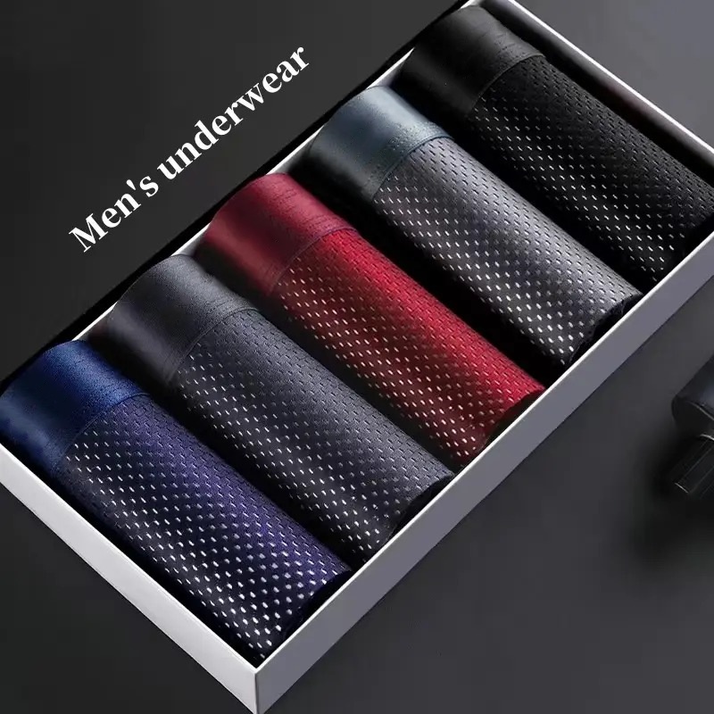 5 stücke/männer Unterwäsche Sommer Eis Seide Unterwäsche Plus Größe Höschen Kühlen Atmungsaktive Sexy Boxer Höschen Mesh Komfort unterwäsche L-5XL