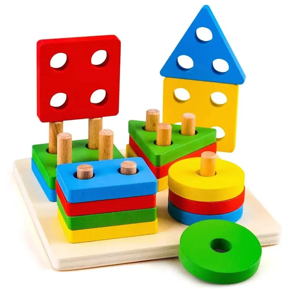 Montessori Holz Sortieren und Stapeln Spielzeug pädagogisches Lernen Vorschule Farber kennung Form Sortierer Rätsel für Kinder Geschenke
