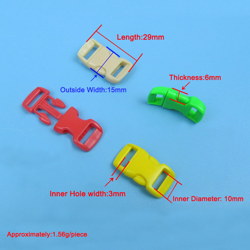 50Pcs 10Pcs 3/8" 10mm Plastic Side Release Buckle Bracelet Curved Parachute 550 Paracord Bracelet  DIY Accessories