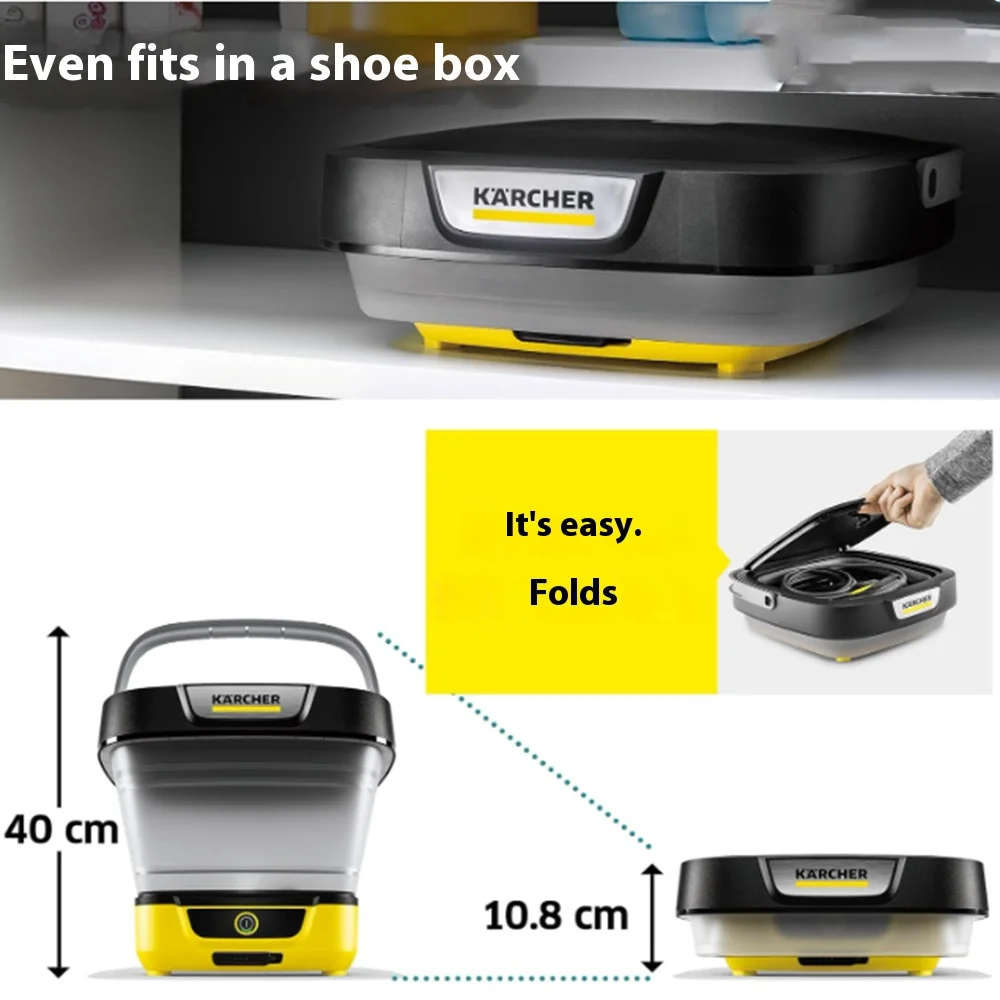 A lavadora de pressão portátil recarregável USB sem fio é dobrável para limpar varandas, banheiros, carros, Karcher OC3