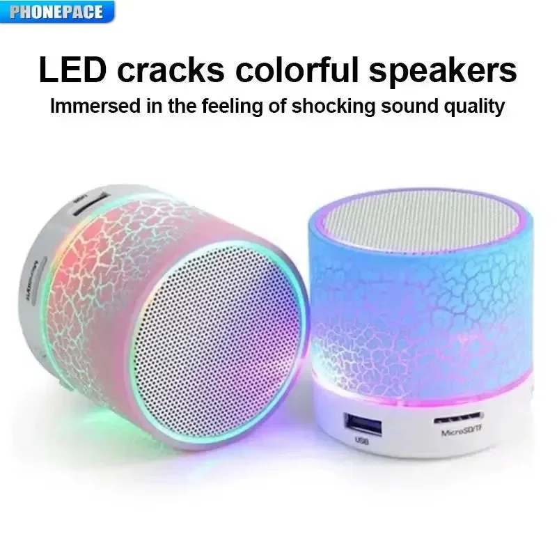 Głośnik Bluetooth PHONEPACE A9 Mini z efektem pękniętego LED, obsługą kart SD, USB, subwooferem, przenośny odtwarzacz MP3, kolumna dźwiękowa do PC, telefonu komórkowego itp.