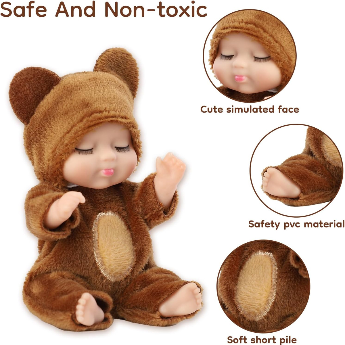 1/6 pièces 4 pouces Mini Reborn bébé poupées ensemble de jouets réaliste bébé poupée avec des vêtements d'animaux mignons cadeaux pour anniversaire noël exquis