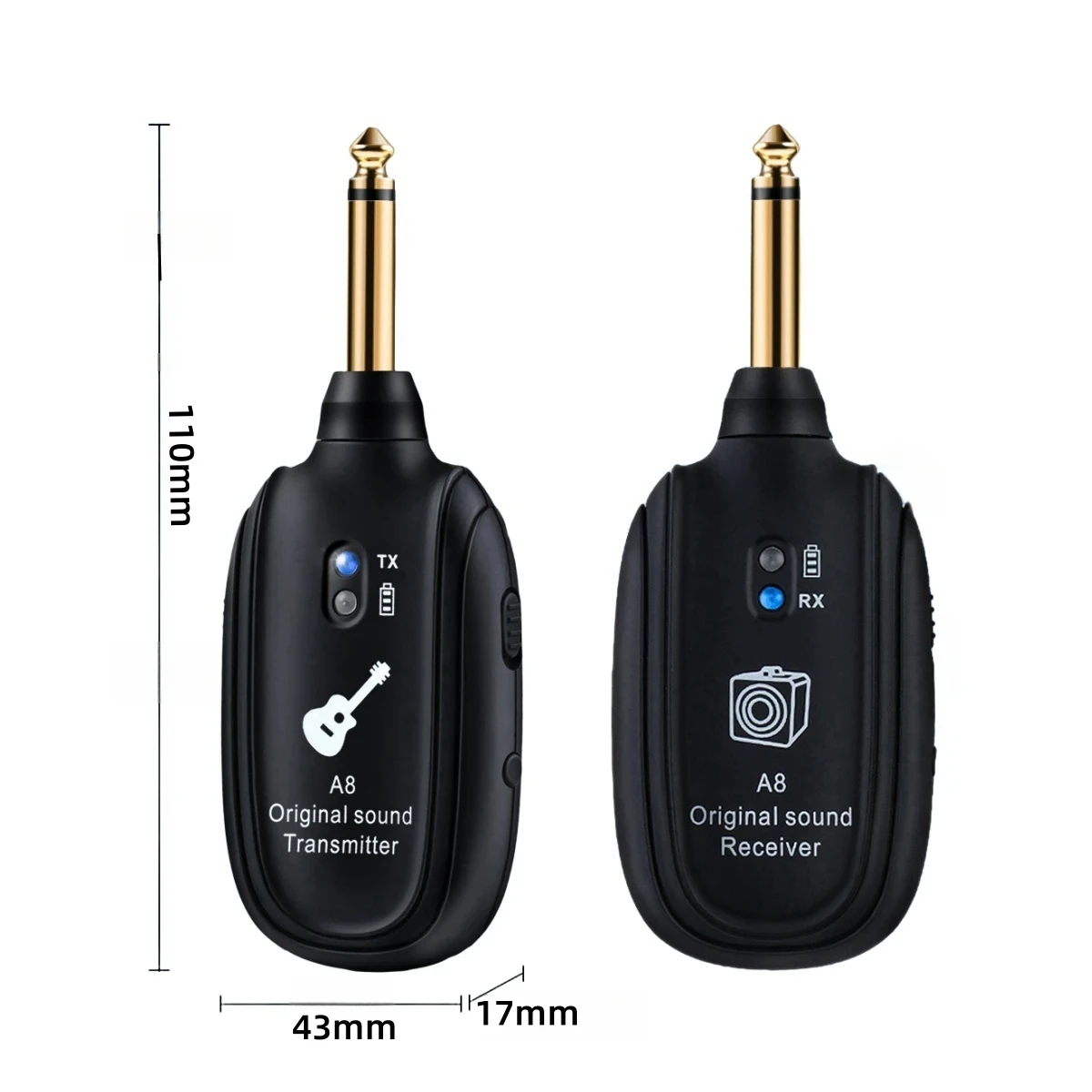 A8 Wireless Guitar System Built in 4 Channels Wireless Guitar Transmitter Receiver for Electric Guitar Bass Violin