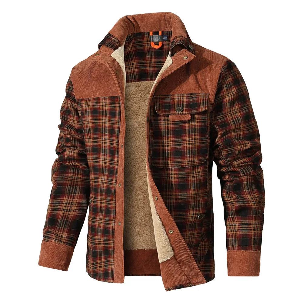 Herrenjacken, Winter, winddicht, warm, lässig, Bombermantel, kariert, mit Sherpa gefüttert, Flanell, Outdoor, klassisch, weiche Jacken, Herren, US-Größe