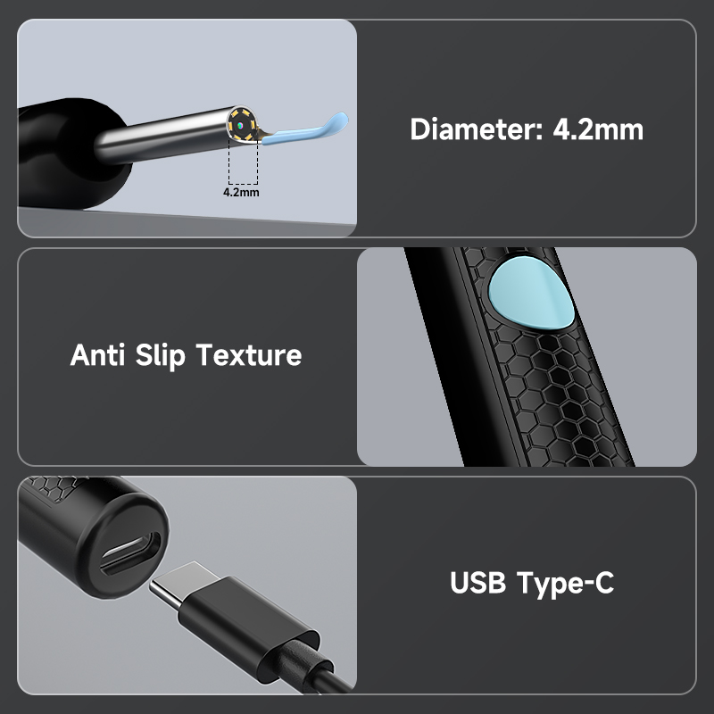 Ultra Thin 4.2mm 1080P WiFi Visual Otoscope Camera for iOS/Android Phones Wireless Endoscope Inspection Camera for Ear Picker