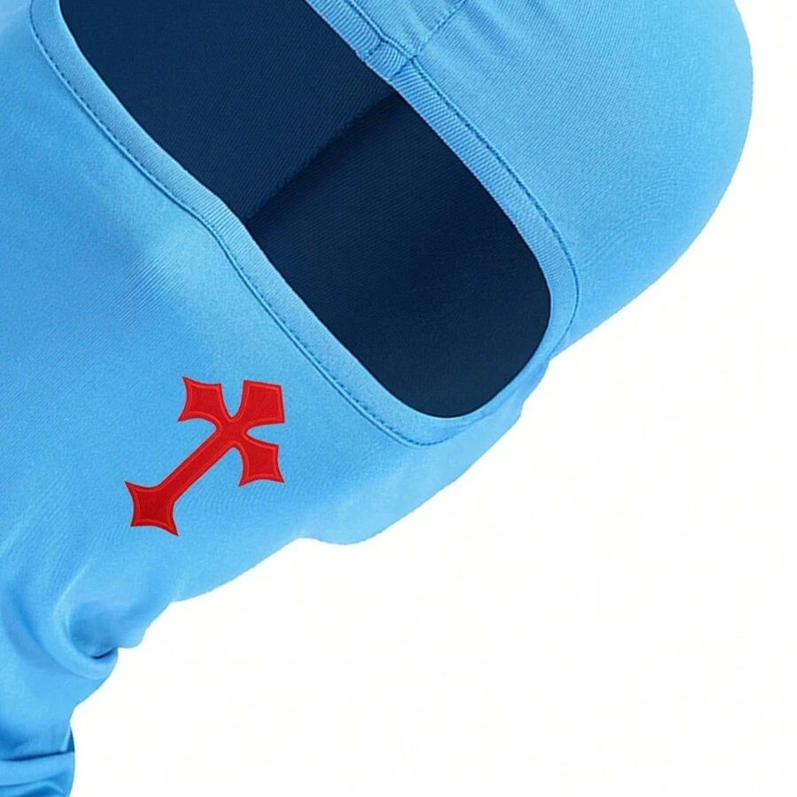 남자와 여자를위한 1pc 크로스 인쇄 마스크 후드 야외 승마 Balaclava 모자 방풍 및 선 스크린 태양 모자