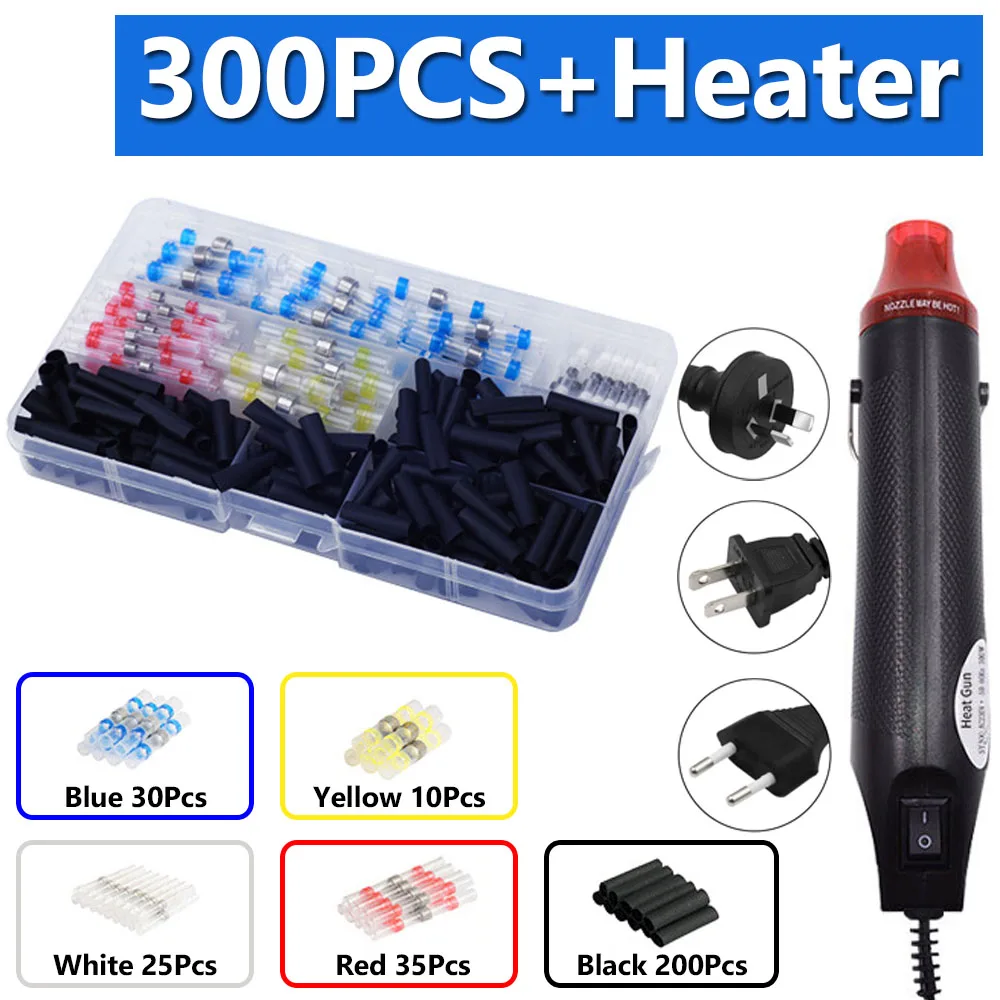300W elektryczny Mini pistolet do opalania ręczny gorący wiatrówka z 300 szt. Termokurczliwym kolbą do wytłaczania rzemiosła termokurczliwego PVC